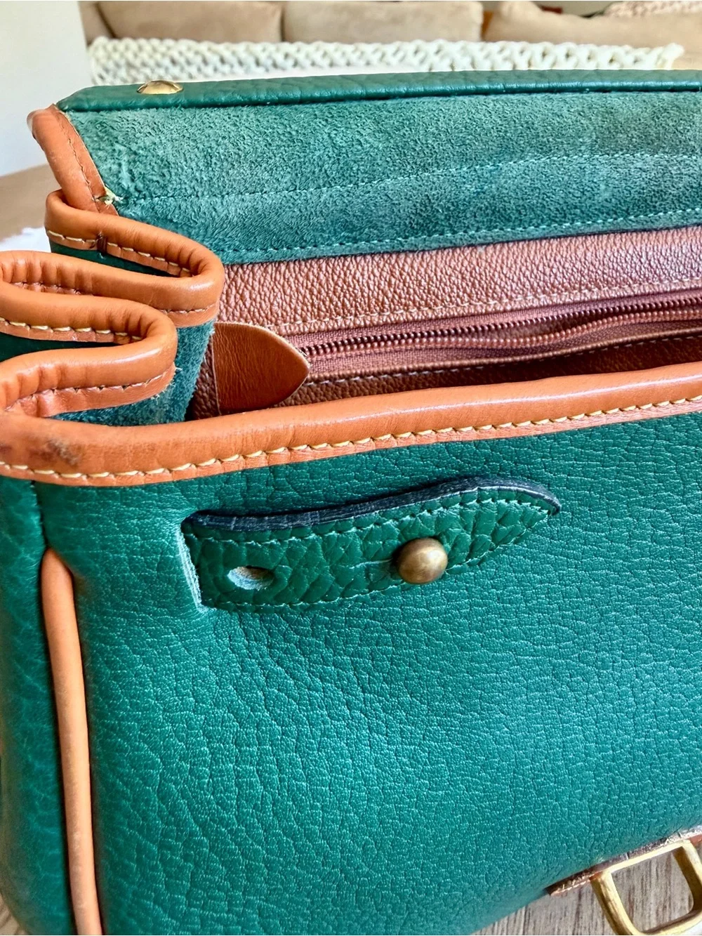 Vintage Dooney & Bourke AWL Surrey Satchel Forest Green British Tan